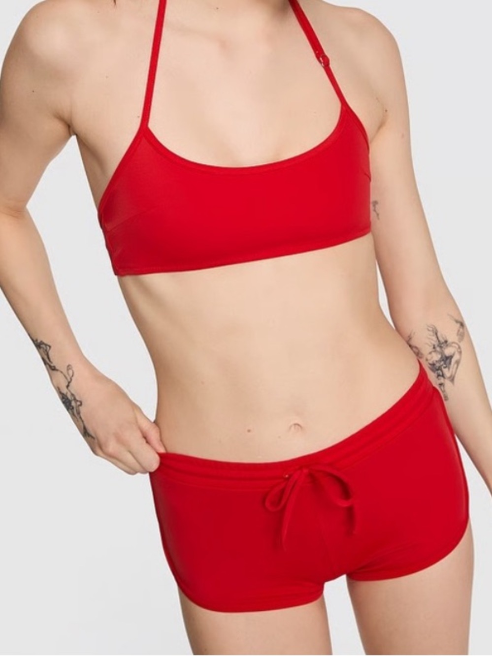 PINK Victoria's Secret Red Bikini Top and Boyshorts Set